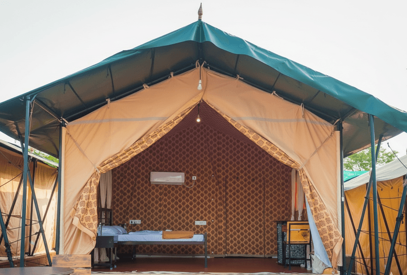 Rustic tent exterior